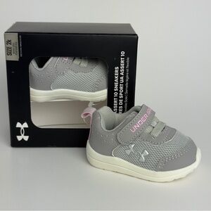 Under Armour Assert 10 Baby Girls Infant Sneakers Size 2K Gray/Pink New in Box